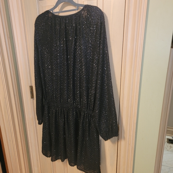 NWOT Michael Kors sz L Black Metalic Dewdrop Shift Dress - Picture 6 of 11